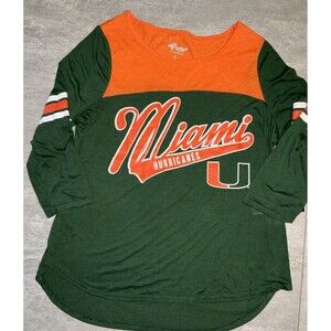 G-III 4Her Sports By Carl Banks Miami Hurricanes Large 3/4 Sleeve Round Neck